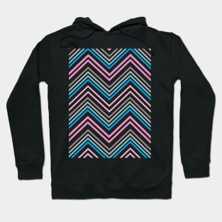 Turquoise Blue Pink Gray and Black Chevron Abstract Pattern Hoodie